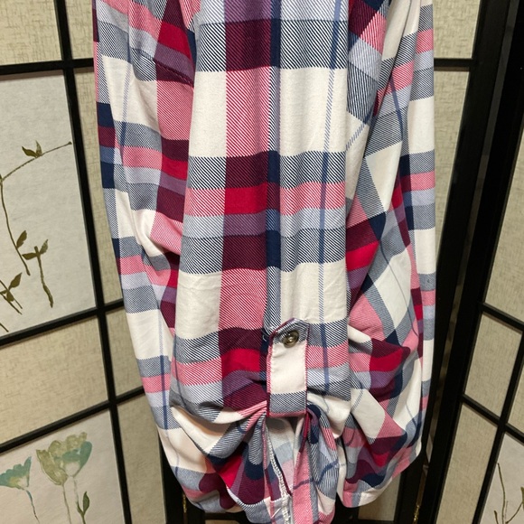 Kristin Nicole Plaid Button-Up Shirt in Pink and Blue - Picture 6 of 8
